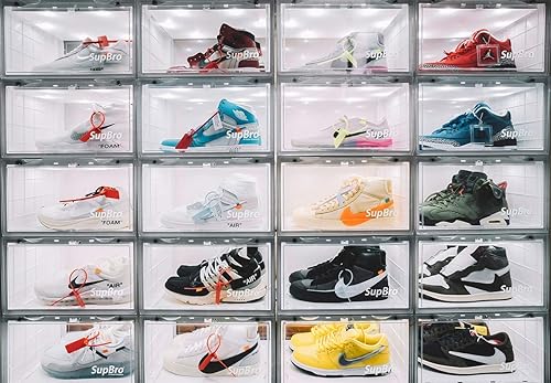 Miniatura 6 de SupBro Led Collection - Caja de almacenamiento con control de voz caja de zapatos de fácil acceso apilable con puerta de plástico transparente para