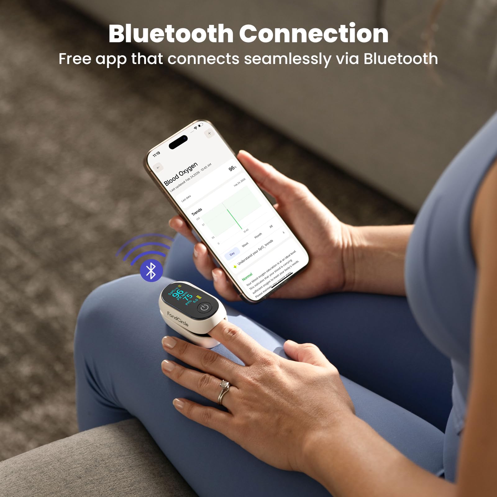 Bluetooth Pulse Oximeter - Monitor SpO2 & Heart Rate -4