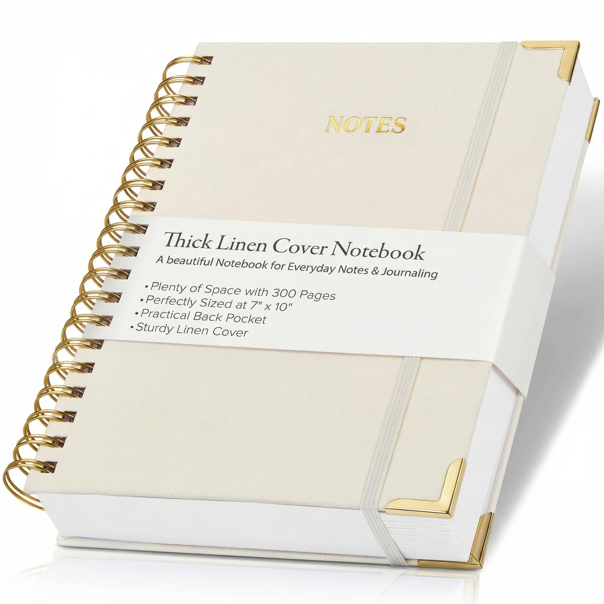Aesthetic Thick Spiral Notebook Journal For Women in B5 Format - Modern Linen Hardcover College Ruled Note Book With 300 Lined Pages - Perfect For Writing And Staying Organized at Work or School