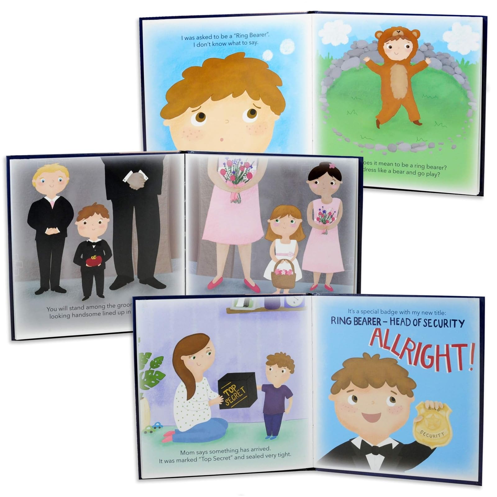 Tickle & Main Ring Bearer Proposal Gift Set - Youth S/M, Ages 4 & Up, Black Polyester - Includes Storybook, Leather Badge & Security Briefcase - Kids Ring Bearer Gifts