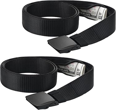 Cozypower 2 Pcs Hidden Money Belt for Travel Hidden Pockets Under Clothes Security Money Wallet Nylon Security Cash Safe Anti Theft Tactical Belt with Pouch