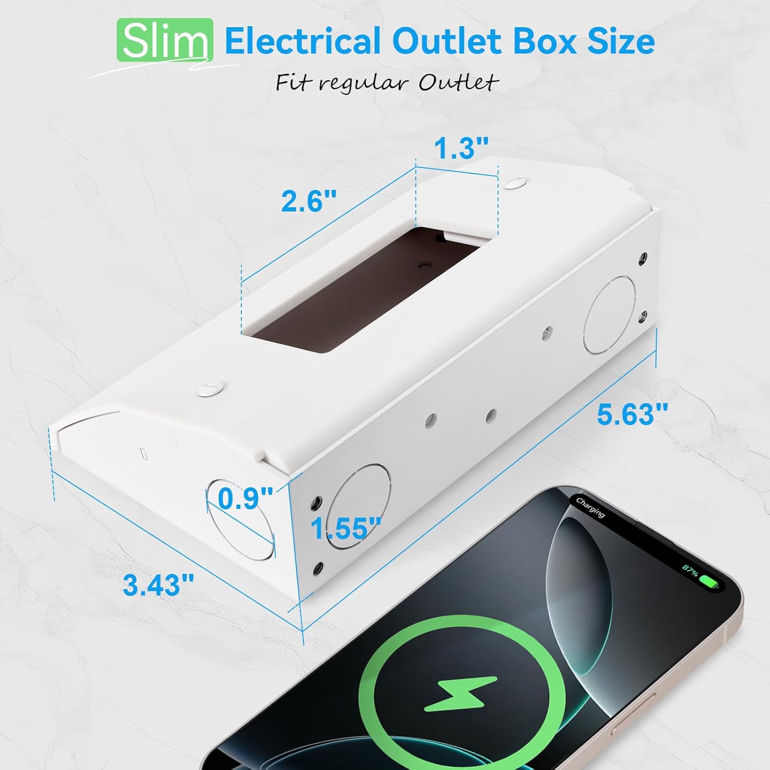 2 Pack Low Profile Under Cabinet Outlet Box, Under Cabinet Outlets, Easy to Install, Reserved Knock-Out Holes, Solid Materials and Quality Finish, Fit Standard Receptacles