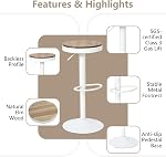 YOUNIKE Wooden Bar Stools Set of 2 Adjustable Counter Height Stools Round Breakfast Bar Stool Vintage Bar Chairs Rustic Swivel Bar Stool for Home Kitchen 300LBS Capacity (White)