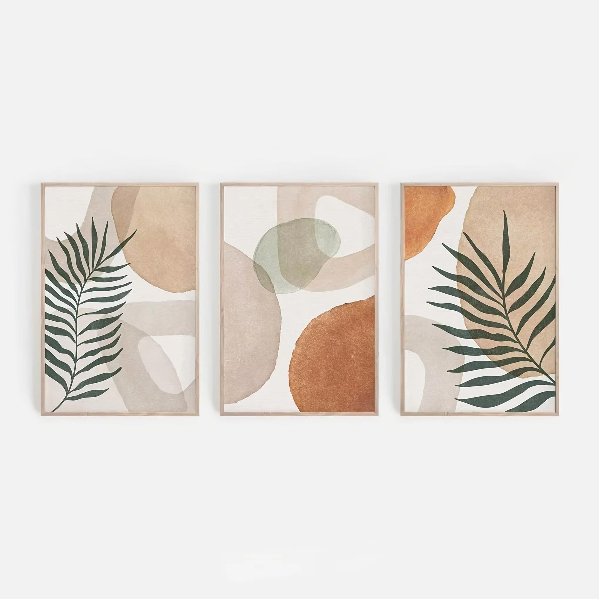 DFZEWKI Modern rustic decor prints, minimalist abstract shape posters in warm neutral tones for Living Room Home Decor(40x60cm(16x24in) x3/No frame)