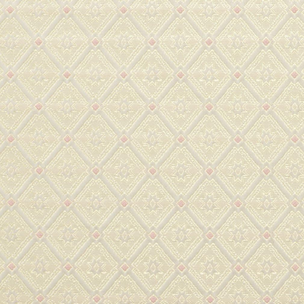 D137 Gold Pink and White Diamond Brocade Upholstery Fabric by The Yard- CLOSEOUT