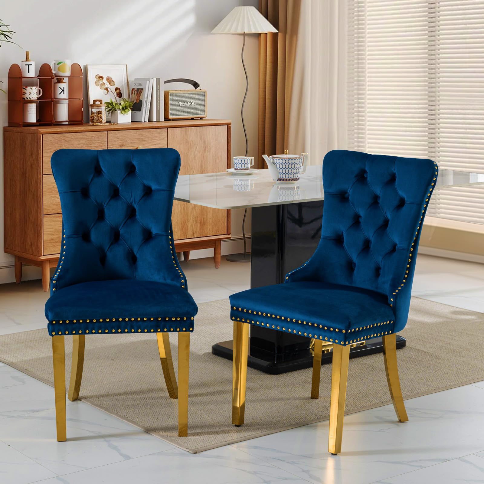 SoarFlash Velvet Dining Chairs Set Of 6, Tall Back Side Chair