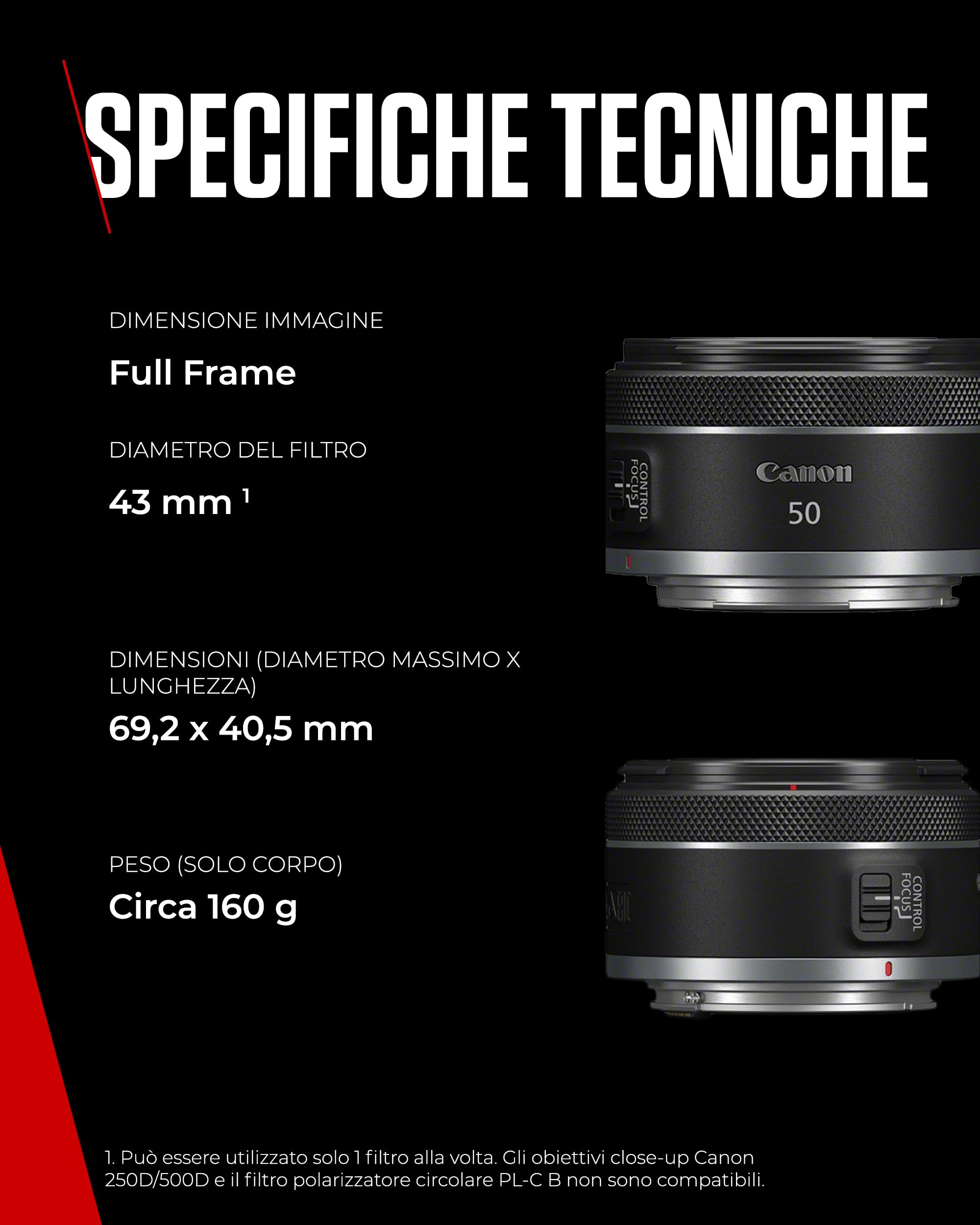 Canon Obiettivo RF 50mm F1.8 STM Compatto e Leggero per Fotocamere EOS Serie R