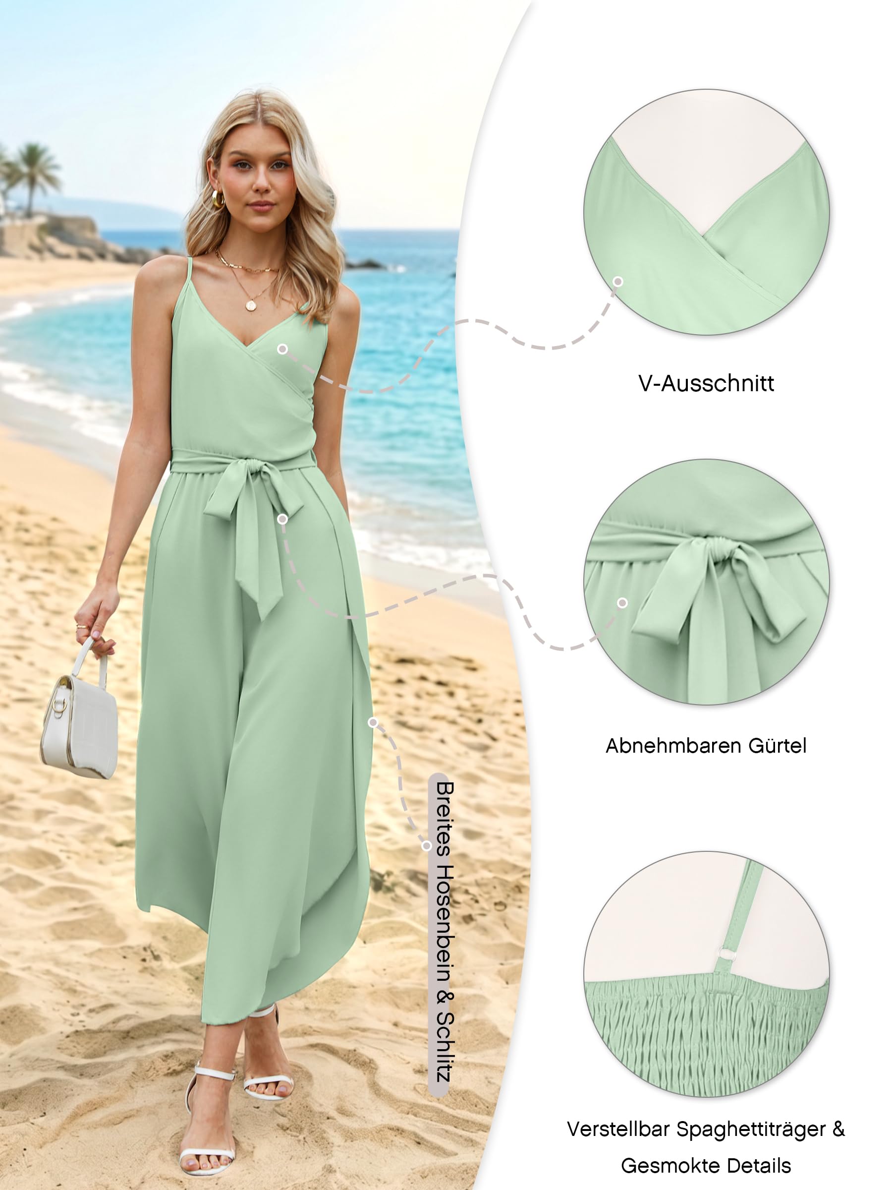 Theenkoln Tuta estiva da donna, lunga: sexy, da cocktail, elegante, alla moda, per matrimoni, vacanze, spiaggia, con scollo a V, per business, baggy, feste, con volant