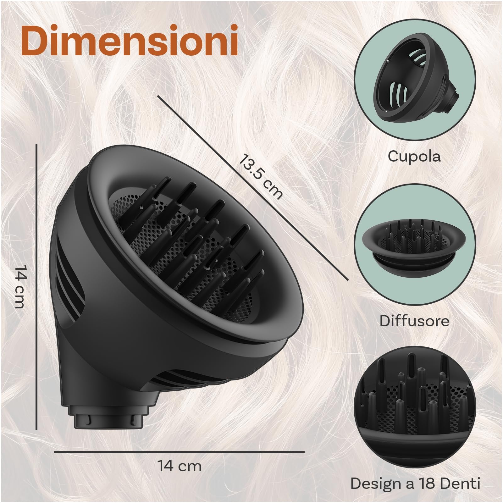 Diffusore Wave + Curl per Dyson Airwrap di MMOBIEL – Compatibile con HS01, HS05, HS08 – Doppio Flusso d'Aria a Cupola e Modalità Diffusa - Accessorio per Ricci, Onde e Volume – Grigio