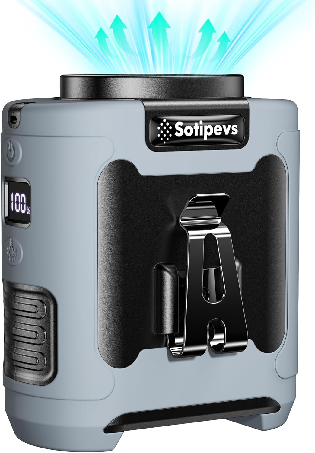 2025 Portable Waist Clip Fan 12000mAh Rechargeable, 6 Speeds 16000RPM Strong Airflow Personal Fans with Max 30H Working Time, Hands-Free Hanging Neck Fan, Wearable Belt Fans for Outdoor/Jobsite -Grey