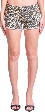 YMI Womens YMI Jeans Women Low Rise Fray Hem Animal Print Shorts