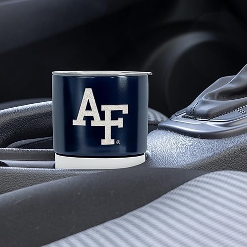 Miniatura 399 de Rico Industries NCAA Miami of Ohio Redhawks - Vaso de cerámica de 16 onzas con agarre de silicona, grabado láser profundo, diseño de color negro