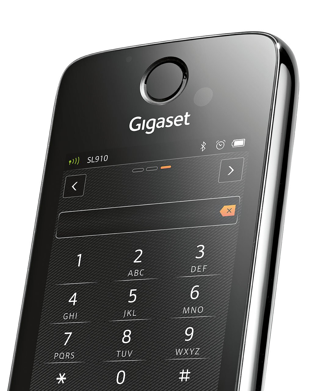 Gigaset SL910 - Schnurloses Design-Telefon - großes 3,2" Touchscreen - Full-Touch Benutzeroberfläche - edles Echtmetall-Rahmen - individuelle Menükonfiguration, pianoschwarz
