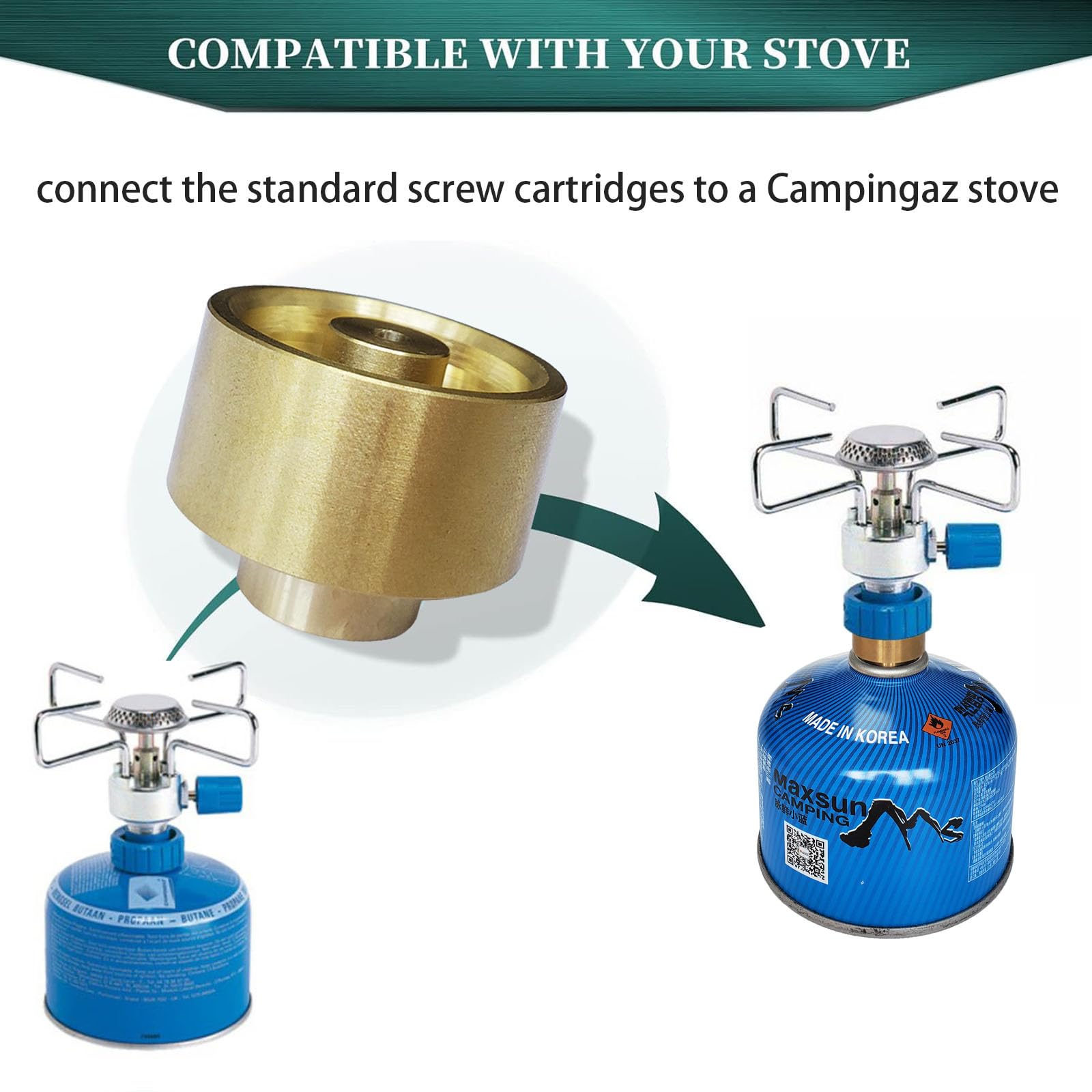 RAKUWAI Gas Adapter Converter,Lindal Canister to CV Stove