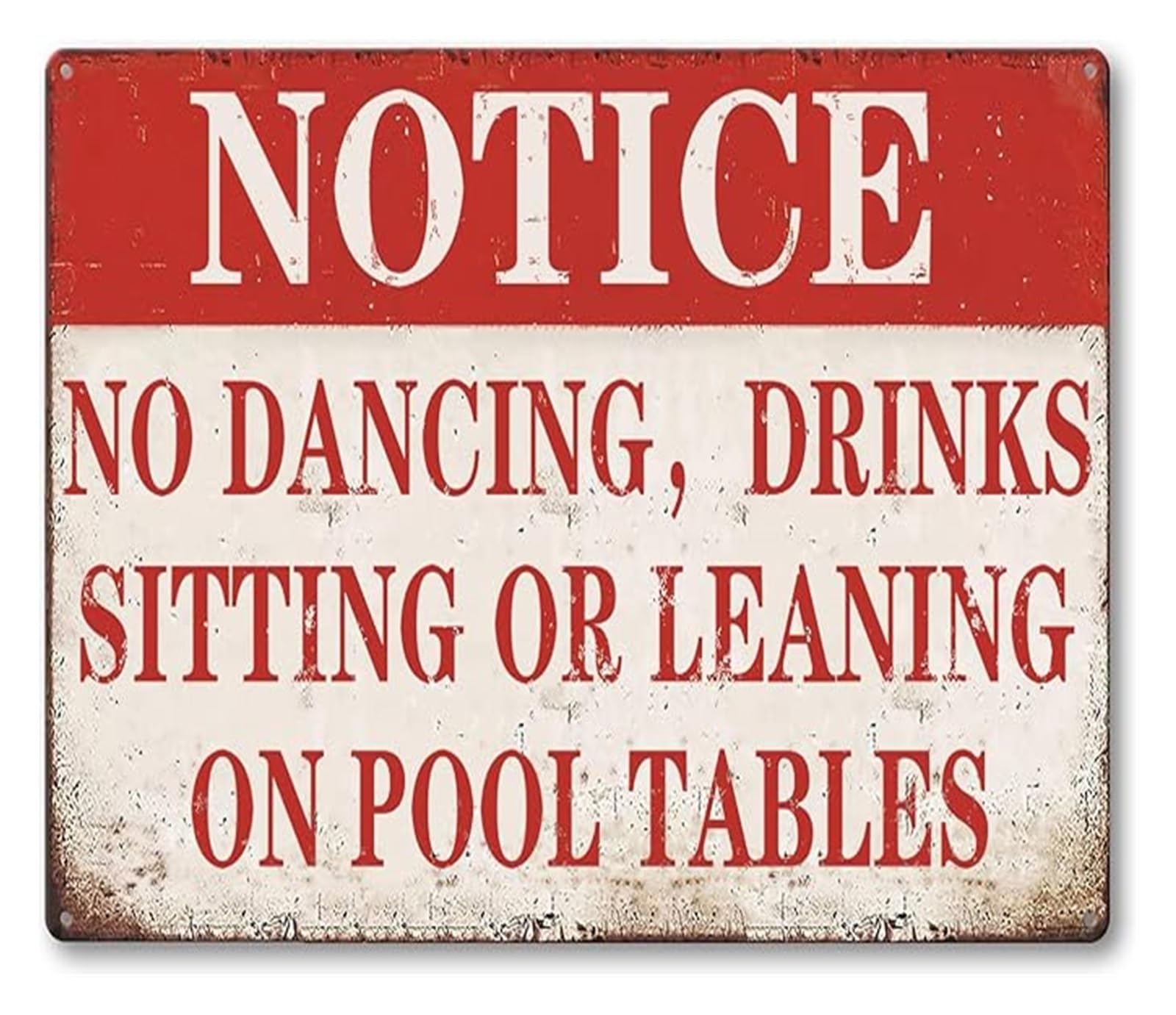 PKNVKZIDK Retro Pool Table Rules Tin Sign Humorous Warning Sign No Drinks Sitting Leaning Metal Wall Decor for Man Cave Sports Den Pub 8 X 12 in