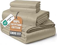 Vista 27 de Sábanas 100% de Algodón Egipcio Tamaño Queen - Naturalmente Refrescantes y Transpirables, Juego de Sábanas Queen de 4 Piezas con Tejido de Satén