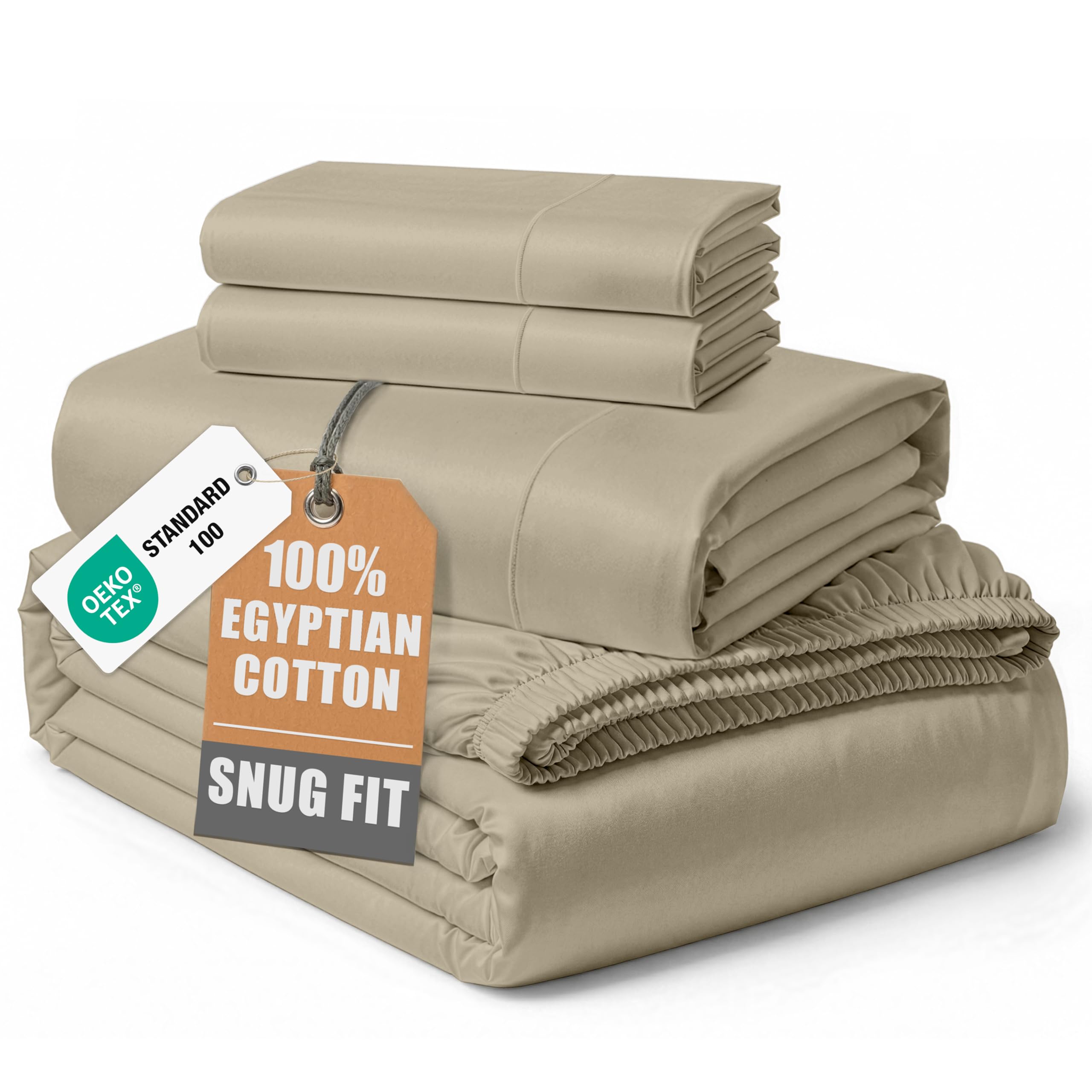 LANE LINEN Sheet Sets Full Size Bed 100% Egyptian Cotton Sateen - Linen
