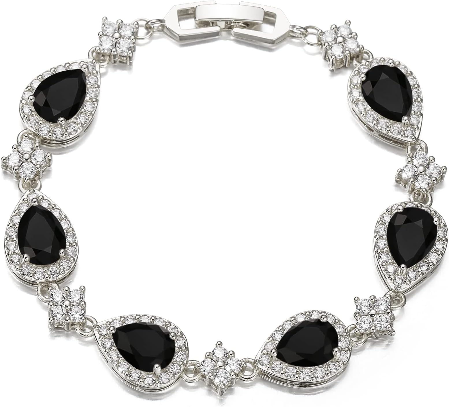 EVER FAITH Wedding Bridal Bracelets for Brides Bridesmaids, Gorgeous Cubic Zirconia Classic Teardrop Tennis Braceletss for Women Jewelry