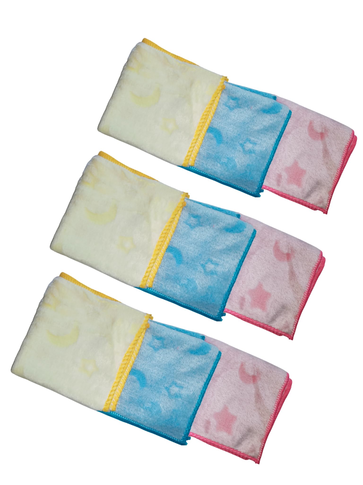 Microfiber Face Towel Handkerchief Rumal 350GSM Extra Soft and Super Absorbent stars &moon Printed Face Towels for girls Women's, Kids and Newborn Babies Set of 5 Multicolor-image-43