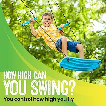 Swurfer Kick Stand Up Surfing Tree Swing Outdoor Swings for Kids Up to 200 Lbs - Hang from Up to 10 Feet High - Includes 24 SwingBoard, UV Resistant Rope, Handles