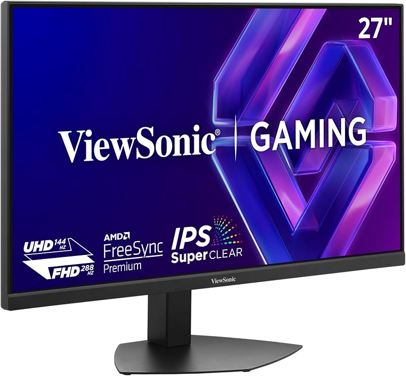 VX2730D-4K 27 Inch 4K UHD Gaming Monitor, Up to 288Hz, IPS, PC | 0.5ms, AMD FreeSync Premium, HDMI, DisplayPort, Advanced Ergonomics, Switchable Refresh Rate, Console Play, Fast Action Desk