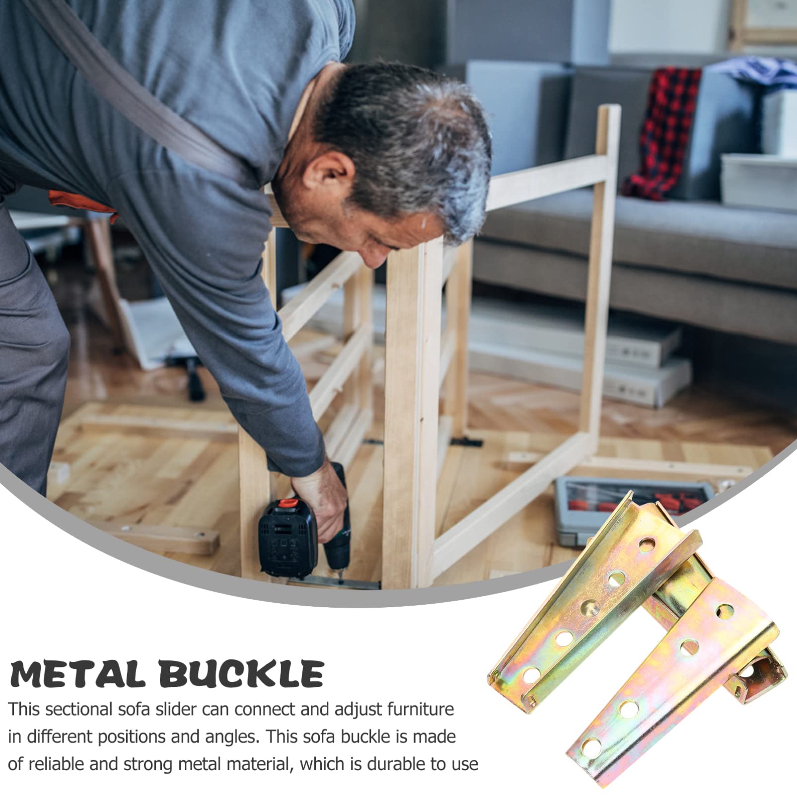 Staffa Bullone per Divano Componibile 12 Cm in Metallo Leggero, Connettore Stabile per Fissaggio Mobili, Ricambio per Bracciolo e Struttura Divani, Set 8 Pezzi per Uso Domestico