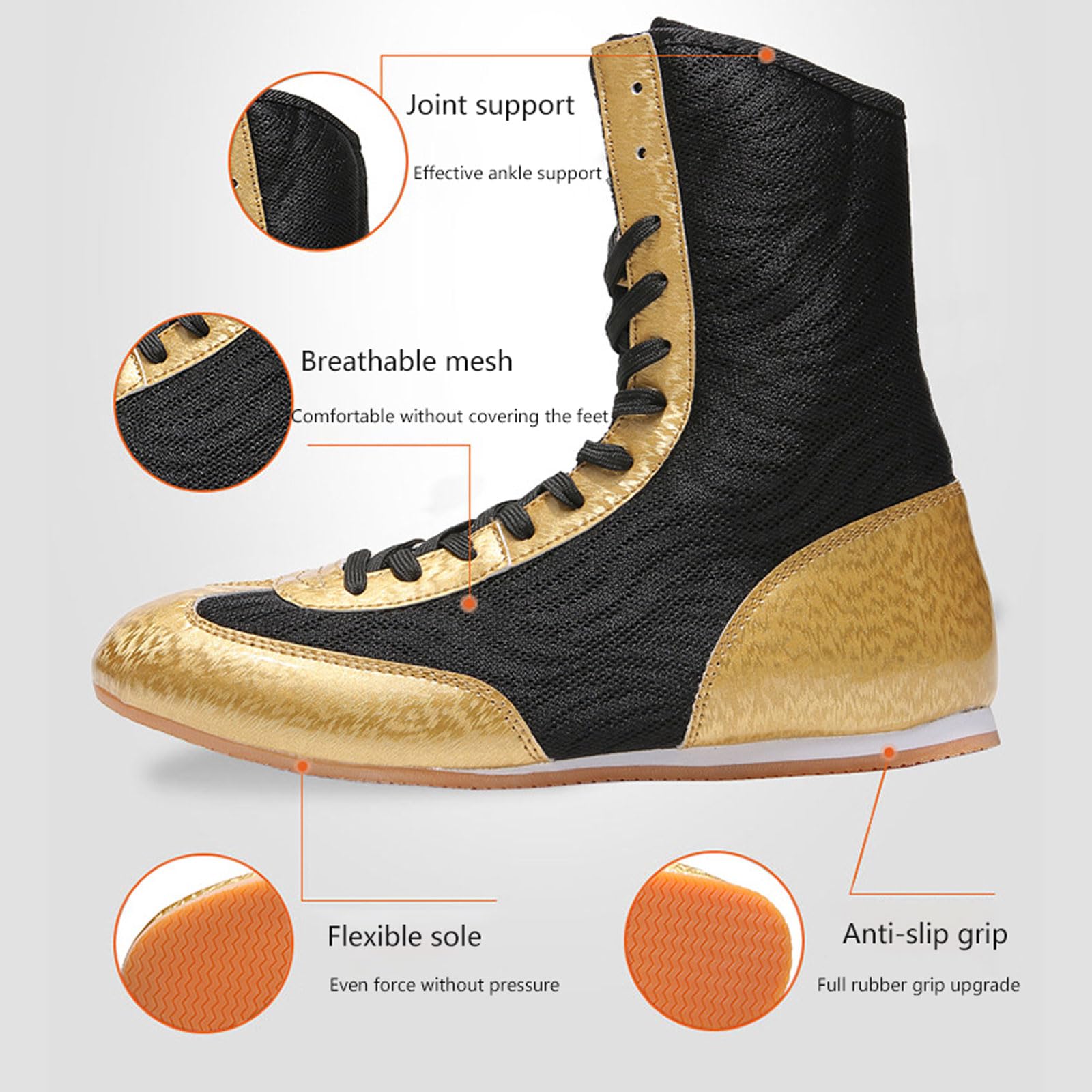 Scarpe da Boxe Professionali per Uomo,Scarpe da Wrestling Antiscivolo,Unisex Scarpe da Boxe,Non-Slip Leggero Confortevole scarpe per bodybuilding,stivali lunghi,per Boxe,Lotta,Sollevamento Pesi