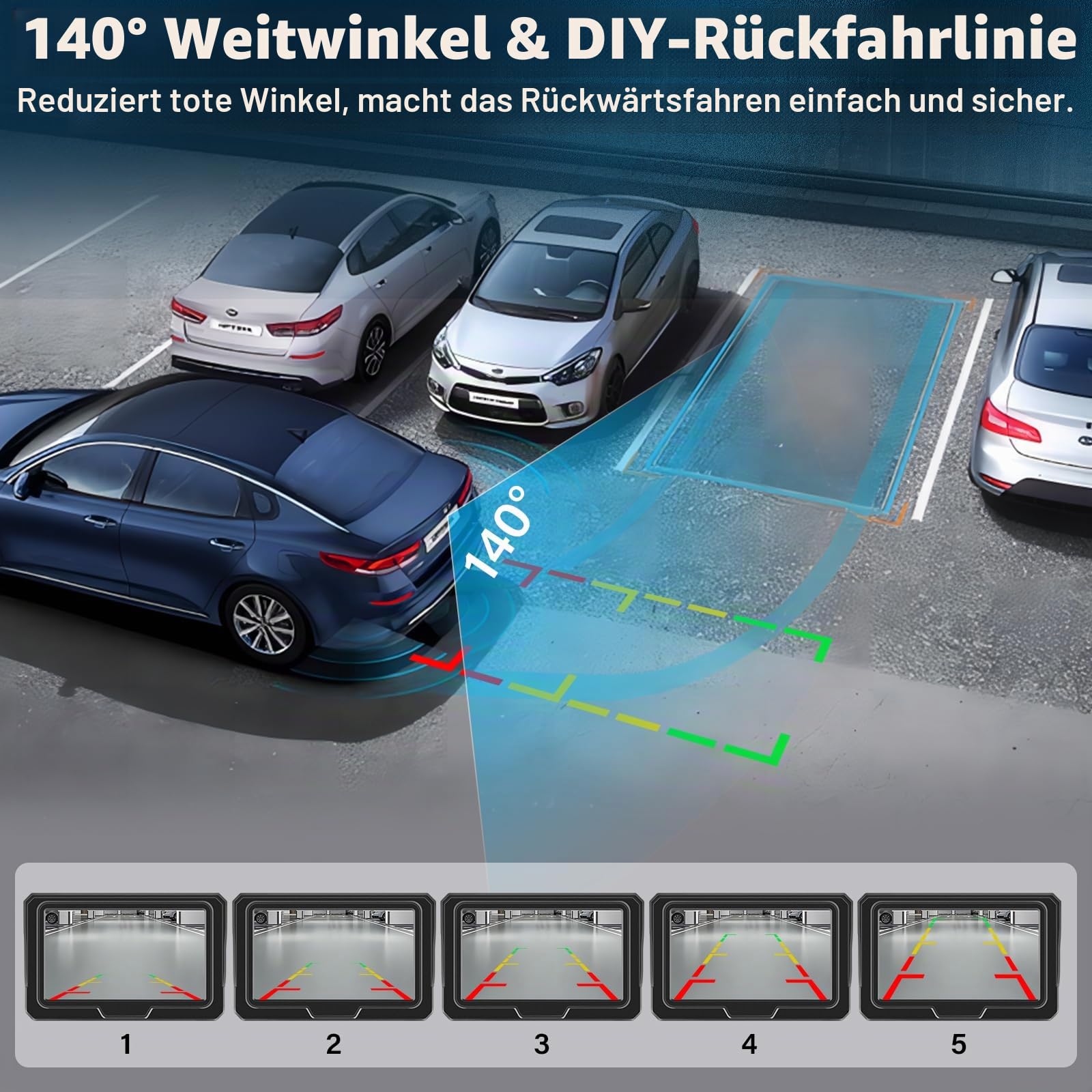 Vtopek Rückfahrkamera Auto Kit mit 4,3-Zoll 1080P HD Monitor Plug-Play