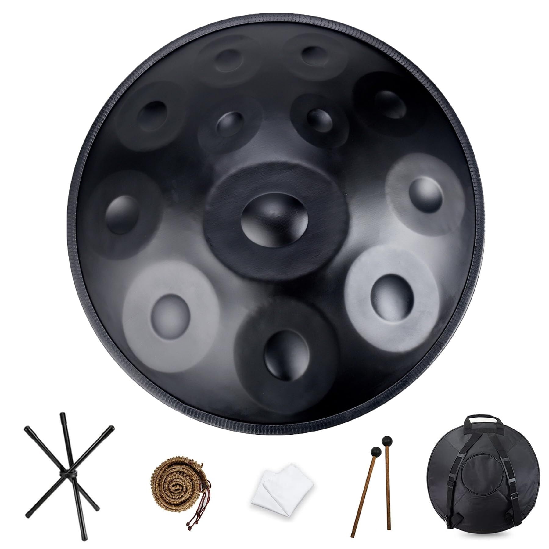 HANDPAN DRUM 9/10/12 Notes Handpan En Acier 440 Hz/432 Hz Instrument De Tambour À Main En Acier 22 Pouces En Ré Mineur Percussion Harmonique For La Guérison Sonore, La Méditation Personnelle (