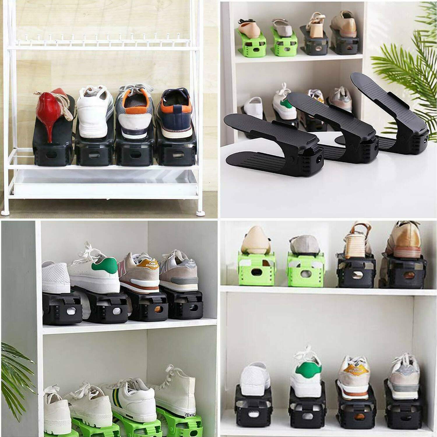 Portascarpe Salvaspazio Regolabile - Organizzatore Scarpe In Plastica Bianco/Nero - Foto 4