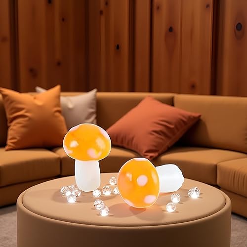 Miniatura 6 de 10 cuentas sueltas de vidrio en forma de hongo naranja, vidrio de hongo artístico, mejorado y grueso, resistente a altas temperaturas. Manualidades