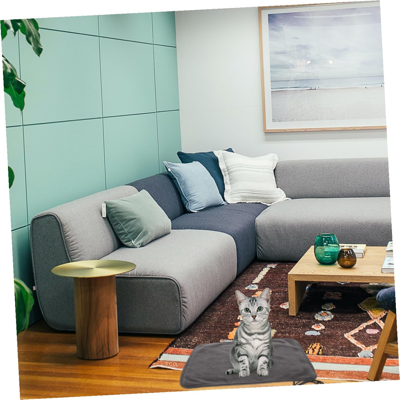 WOONEKY Haustier Wärmematte mit Temperaturregelung, USB, Polyester, Katze