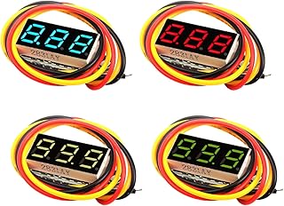 4pcs 0.28 Inch 3-Wires Mini Digital Voltmeter Panel DC 0V-100V Voltage Tester Meter Display Red Yellow Green Blue