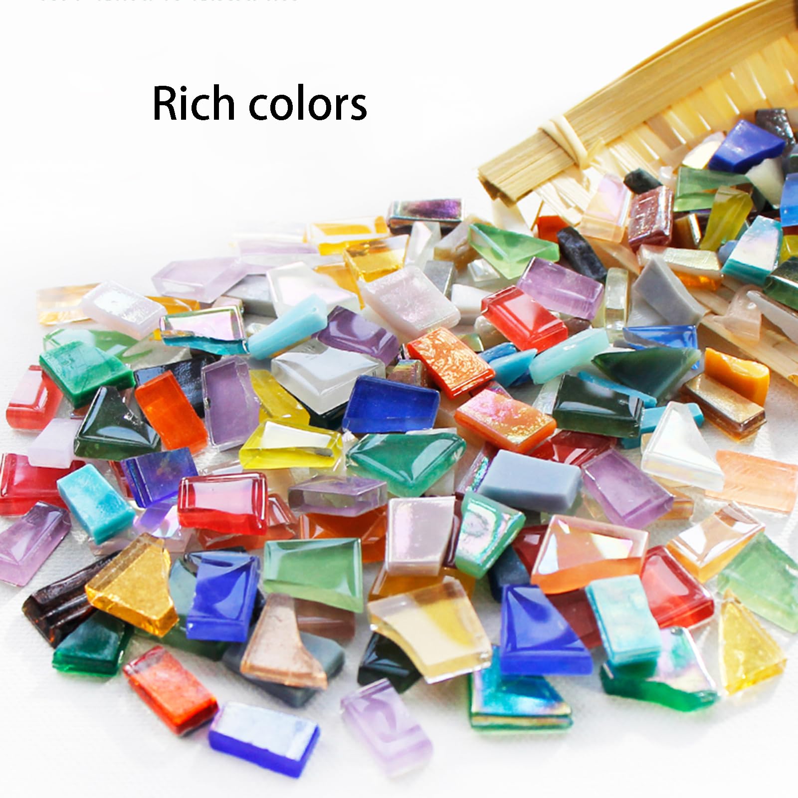 Pezzi Vetro Mosaico Piastrelle Ceramica Mosaico Particelle Irregolari per Progetti Artistici Decorazione Casa Progetti Fai-da-te-Pure white||1000g/960pcs