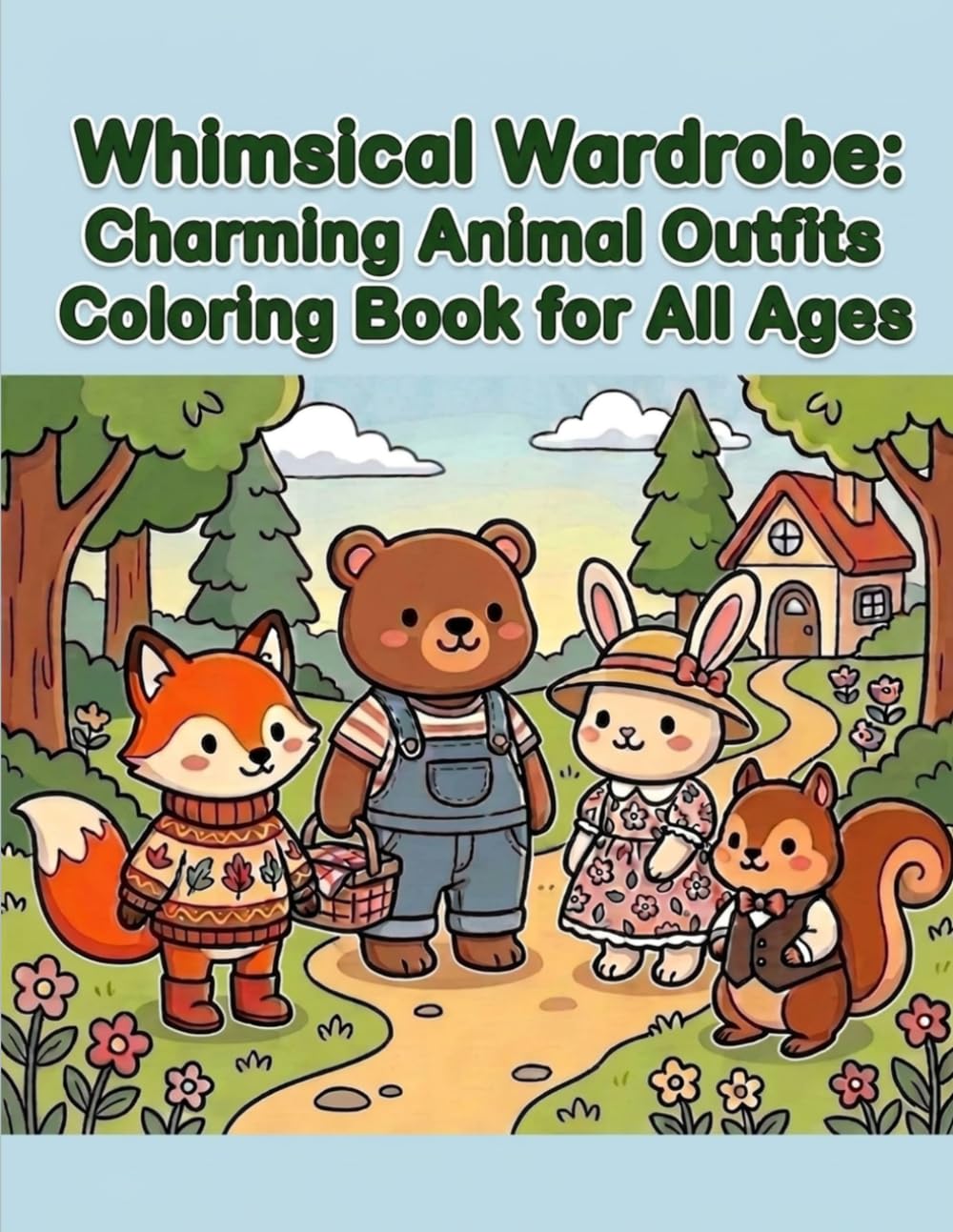 Whimsical Wardrobe: Charming Animal Outfits Coloring Book for All Ages