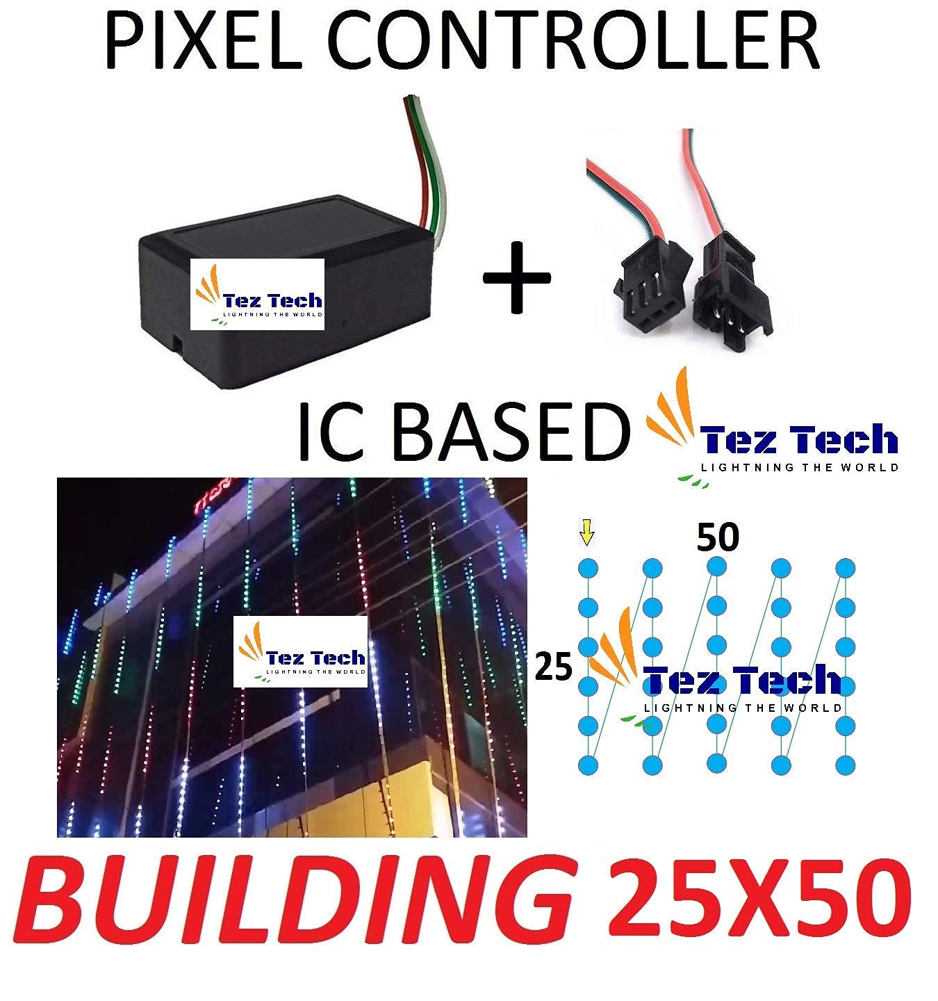 Buy TEZTECH 25X50 Z Type Building Pixel Controller for LED WS2811