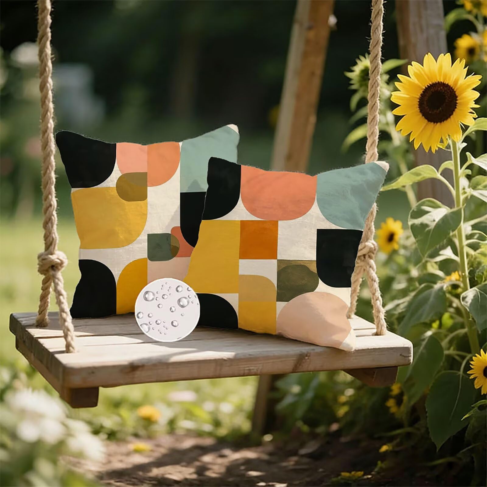 Housse de Coussin Canapé Couleur Orange 70x70cm Exterieur Impermeable GéOméTrie Taie D'oreiller Décoratif Aesthetic Housse Coussin Decoration pour Chambre Sofa Jardin Balcon Terrasse Lot de 2. P-4066
