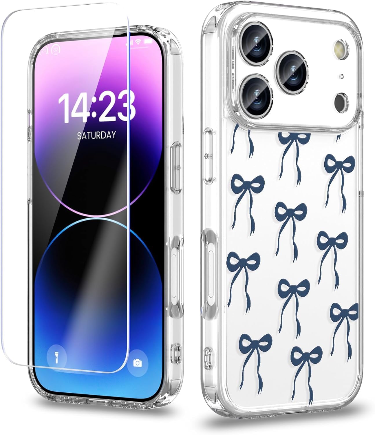 Photo 1 of **2 CASES** OCTT Case Designed for iPhone 17 Pro 6.3 Inch?Cute Pink Castle Patterns?Anti-Yellowing?Shockproof?Waterproof?Protective Slim Clear Cover for Women Girl