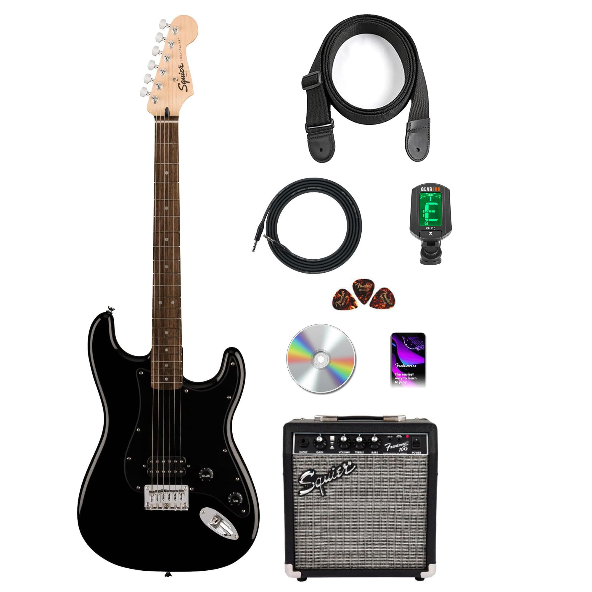 Amazon.com: Fender Squier Sonic Stratocaster HT H - Black Bundle