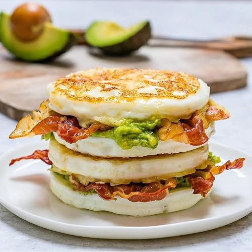 Miniatura 6 de Ocmoiy Molde de silicona para huevos de 4 pulgadas para sándwiches de desayuno, paquete de 3 moldes antiadherentes de silicona jumbo para panecillos