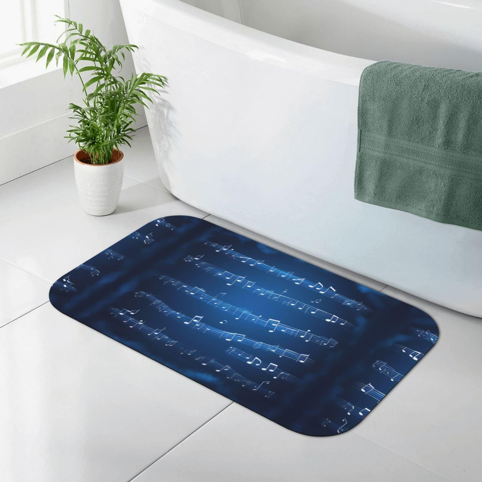 Tapis de bain en diatomée anti glissade et humidité bleu L