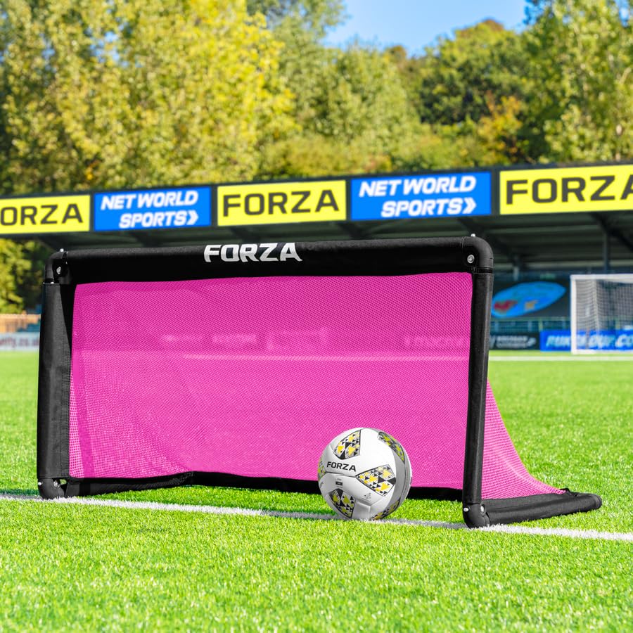 FORZA POD Goal Lite – High-Performance Quick-Fold Football Goal for Garden, Park & Training Drills (Pink, 4 x 2)