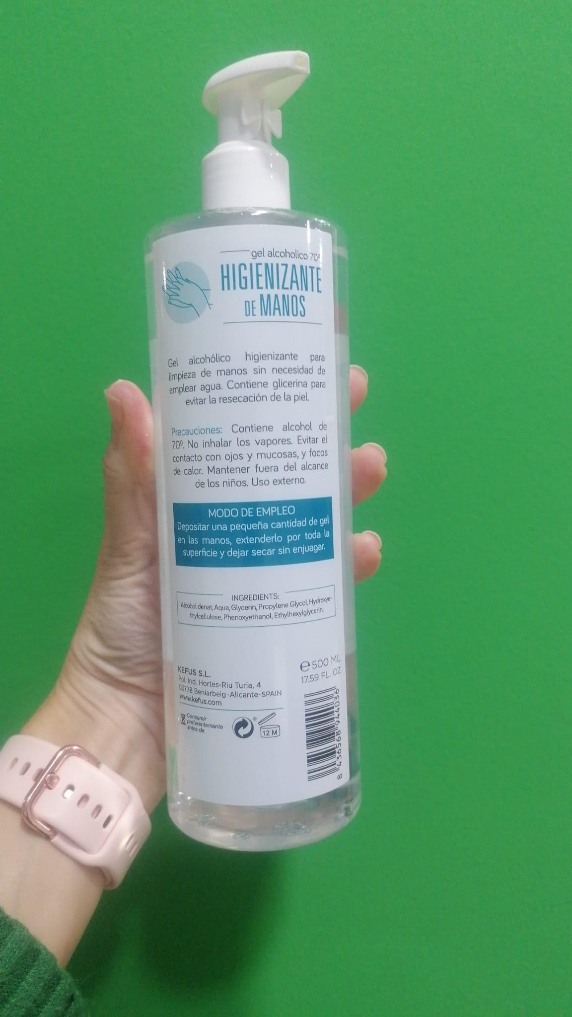 GEL ALCOHÓLICO 70º HIGIENIZANTE DE MANOS 500 ml
