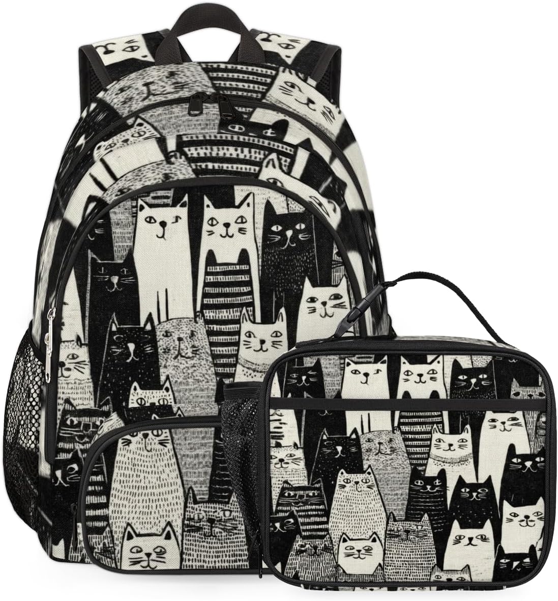 Large Capacity Backpack Set Funny Cats