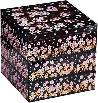 Japanese Cherry Blossom Sushi Box Gold Foil 3-layer Sushi Bento Boxes Japanese Storage Container Cherry Snack Container