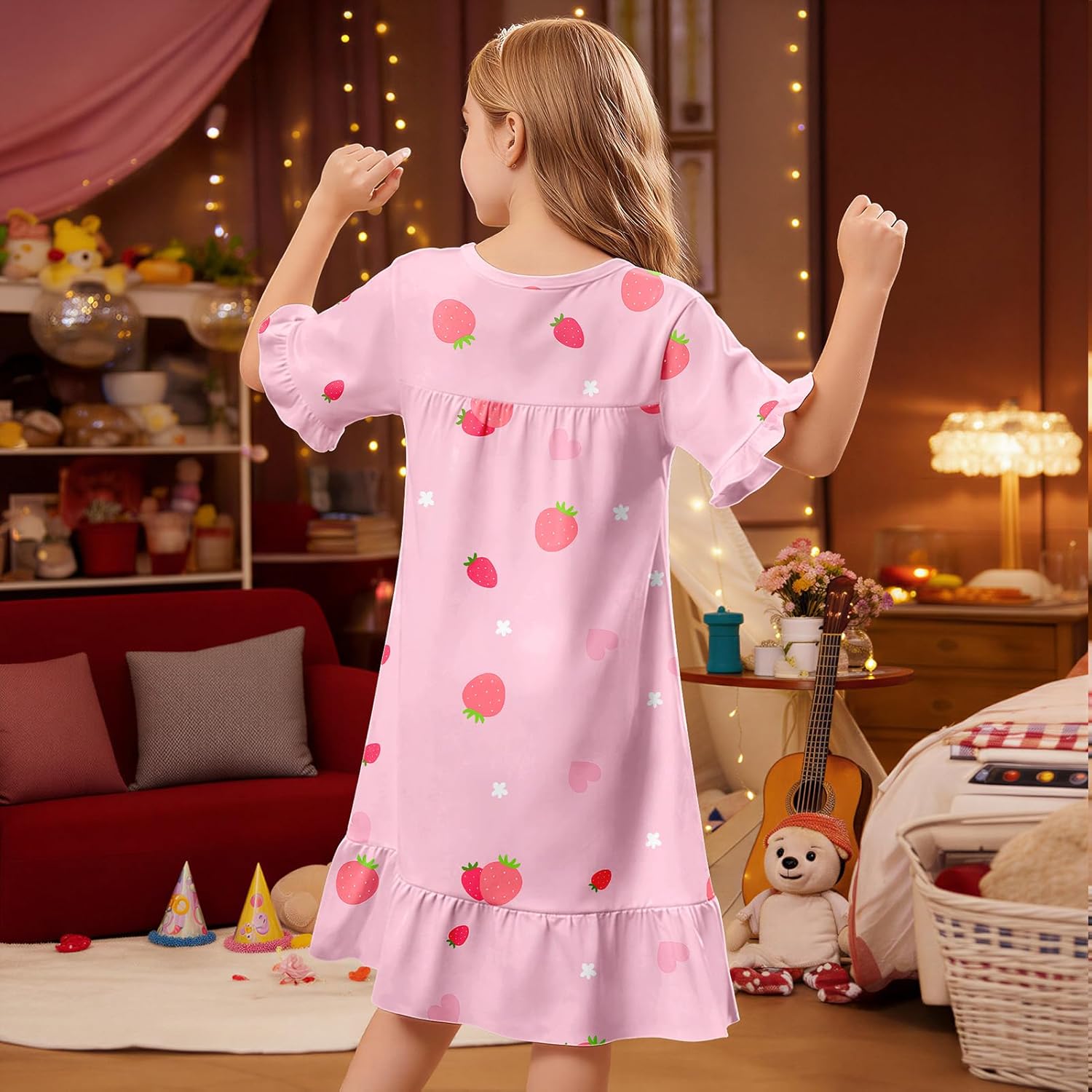 ICOSY Girls Nightgowns Toddler Girls Pajamas Princess Nightgown Clothes for Girl Casual Dress - Image 6