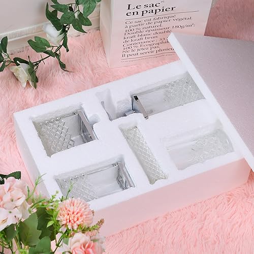 Miniatura 5 de Juego completo de accesorios de baño de cristal, juego completo de accesorios de baño de 5 piezas, incluye dispensador de loción, jabonera, soporte