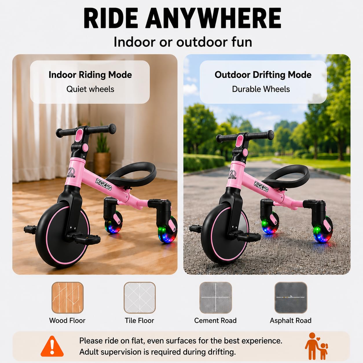 Amazon.co.jp: Ridego 3-in-1 幼児用三輪車 2~5歳用 ドリフトトライク