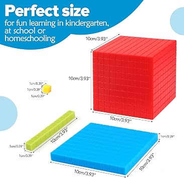Torlam 131 PCS Base Ten Blocks for Math - Place Value Blocks, Plastic Base 10 Math Manipulatives 1st Grade, Math Counters, Math Cubes, Counting Cubes for Kids Kindergarten Math