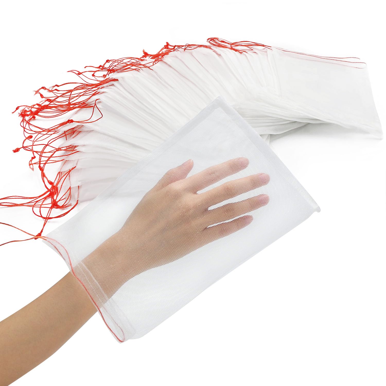 100 bolsas de protección de frutas, red de frutas de 6 x 10 pulgadas para árboles frutales, bolsa protectora de malla para uva, tomate, plátano, melocotón, manzana, flor